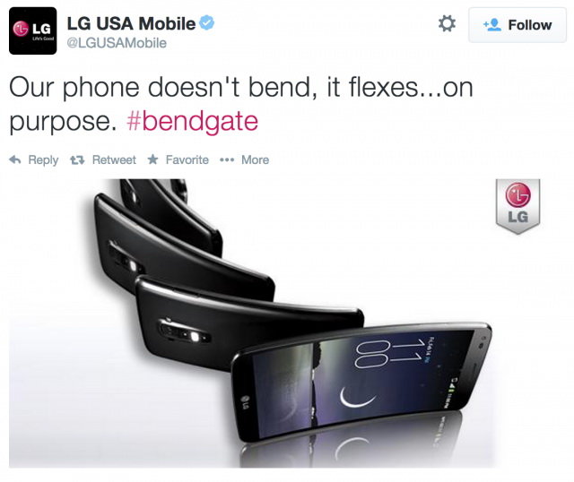 Tin nhắn đăng tải trên tài khoản Twitter LG G3 tại Mỹ 