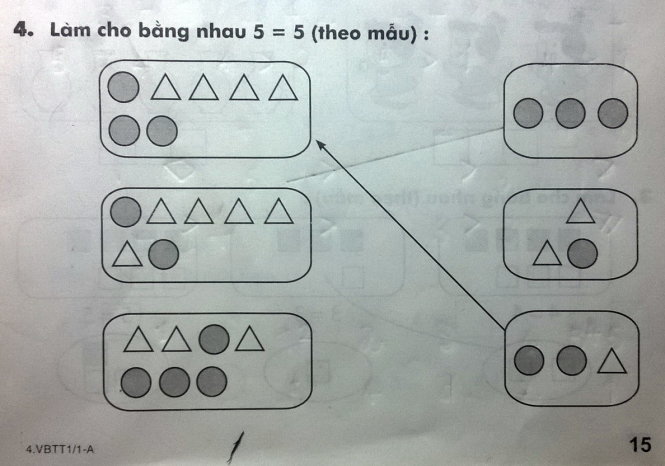 Một bài tập của học sinh lớp 1 - Ảnh: T.Huy
