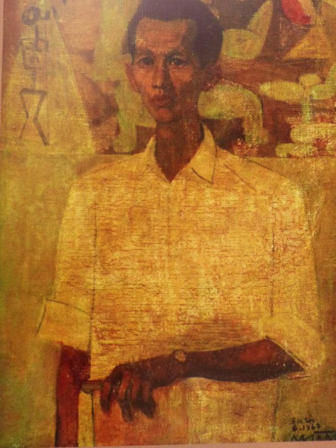 Bức Em tôi của Nguyễn Sáng được giới thiệu trên poster triển lãm - Ảnh: Q.T. chụp lại
