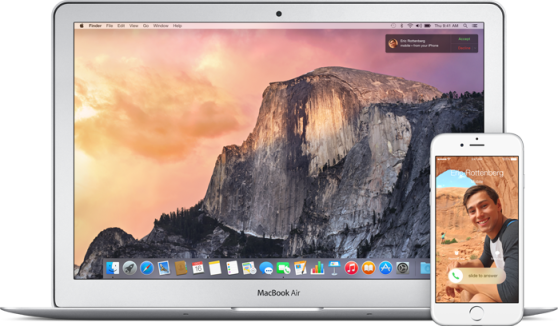 Tin nhắn, cuộc gọi từ iPhone dùng iOS 8 có thể nhận, trả lời hay gọi từ máy Mac dùng Yosemite - Ảnh: MacWorld