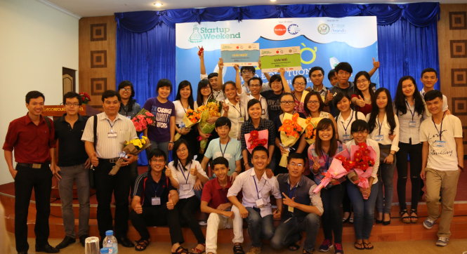 Các bạn trẻ từ những đội tham gia tranh tài tại Khởi nghiệp Cuối tuần (Startup Weekend) 2014 tại Đà Nẵng - Ảnh: Hải Nguyễn