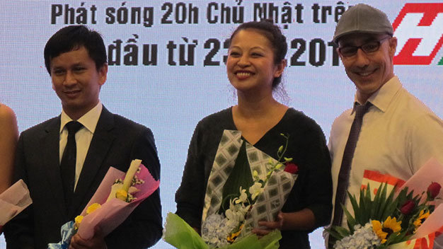 Ba vị giám khảo (từ trái qua): Alain Nguyễn, Anh Lê, Robert Danhi trong buổi ra mắt chương trình - Ảnh: H.Lê
