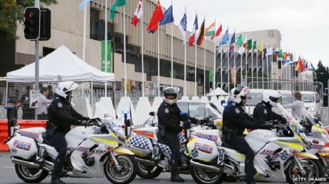 Lực lượng an ninh bảo vệ hội nghị G20 tại Úc - Ảnh: AFP