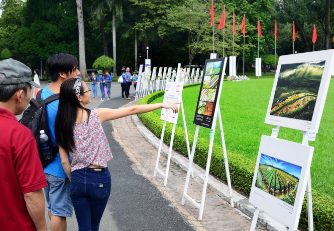 Các tác phẩm tại triển lãm tại Hội trường Thống Nhất - Ảnh: TTD