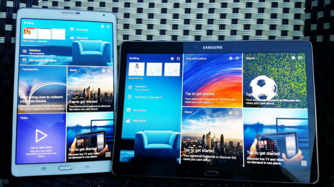 Galaxy Tab S 8,4-inch và 10,5-inch thuộc dòng máy tính bảng cao cấp của Samsung - Ảnh: T.Trực