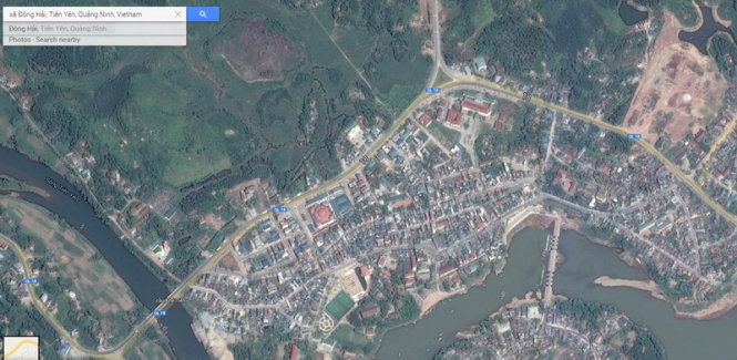 Khu vực quốc lộ 18 đi qua huyện Tiên Yên, tỉnh Quảng Ninh - Ảnh: Google Earth