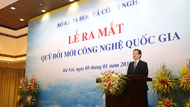 Thủ tướng Nguyễn Tấn Dũng phát biểu tại lễ ra mắt Quỹ đổi mới công nghệ quốc gia - Ảnh: Ngũ Hiệp