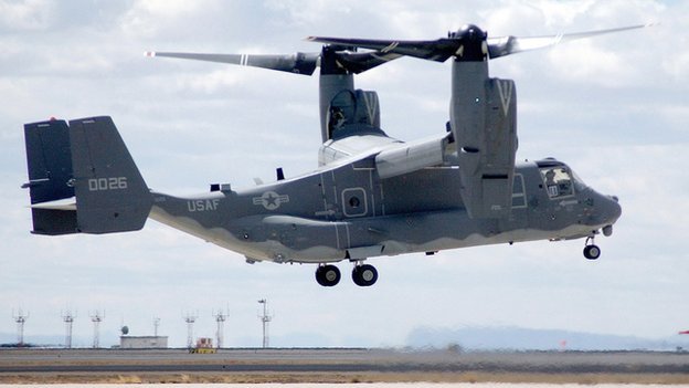 Máy bay vận tải CV-22 Osprey của không quân Mỹ ở căn cứ RAF Midenhall tại Anh - Ảnh: Midenhall.af.mil