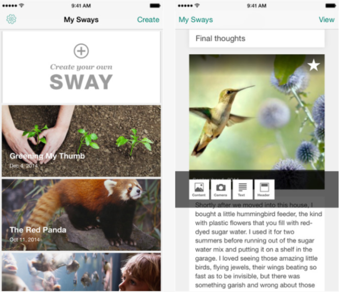 Ứng dụng Sway cho iPhone miễn phí sử dụng - Ảnh: Microsoft