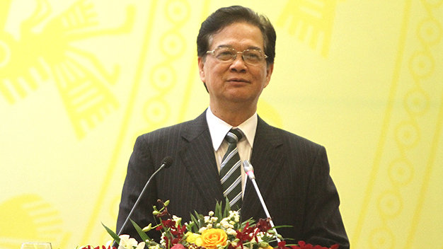 Thủ tướng Nguyễn Tấn Dũng phát biểu tại hội nghị - Ảnh: V.V.T.