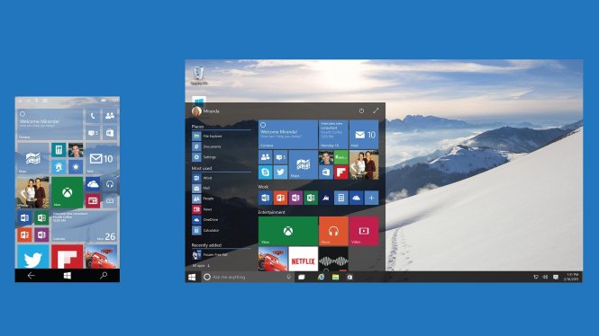 Giao diện Windows 10 trên di động và desktop - Ảnh: Digital Trends