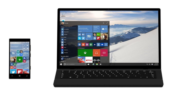 Windows 10 sẽ có phiên bản cho mobile và PC - Ảnh: Microsoft