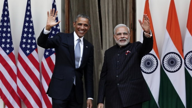 Tổng thống Mỹ Barack Obama và Thủ tướng Ấn Độ Narendra Modi gặp nhau ở New Delhi - Ảnh:Reuters