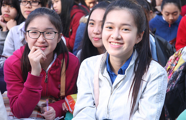 Đông đảo học sinh phố núi đến dự chương trình tư vấn tuyển sinh - hướng nghiệp tại Đắk Lắk sáng 31-1 - Ảnh: Trần Huỳnh