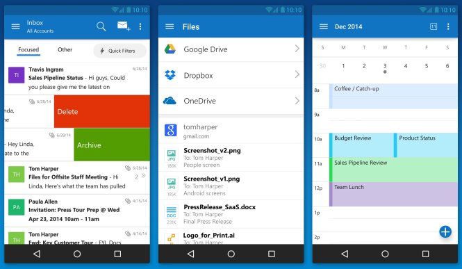 Outlook trên smartphone Android