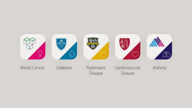 Năm ứng dụng được phát hành đầu tiên cùng ResearchKit - Ảnh: Apple