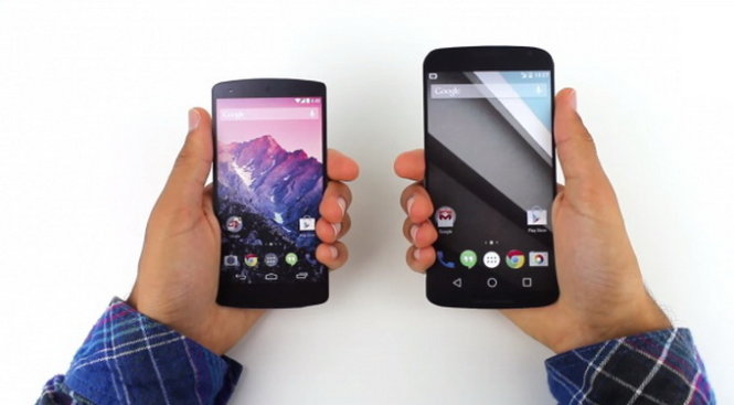 Nexus 5 (trái) và Nexus 6 - Ảnh: Loadthegame.com