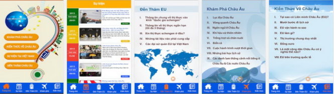 Các phần nội dung cung cấp kiến thức về EU - Ảnh: Google Play