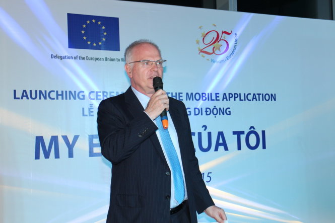 Tiến sĩ Franz Jessen, Đại sứ - Trưởng phái đoàn EU tại Việt Nam tại lễ ra mắt ngày 14-4 - Ảnh: Website Phái đoàn Liên minh châu Âu tại Việt Nam eeas.europa.eu