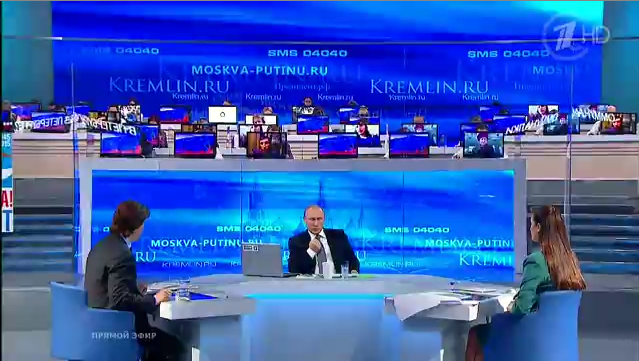 Quang cảnh buổi trả lời thường niên của ông Putin. Nguồn: 1tv.ru