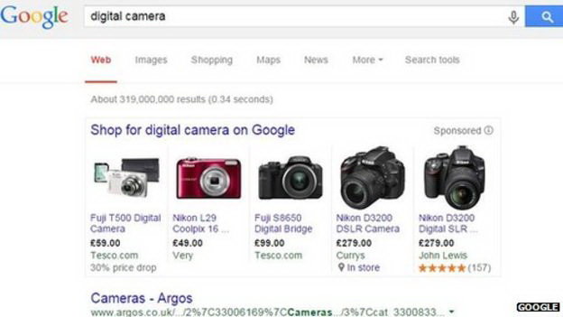 EU cáo buộc Google lợi dụng công cụ tìm kiếm để hỗ trợ dịch vụ mua sắm của công ty Ảnh: Google