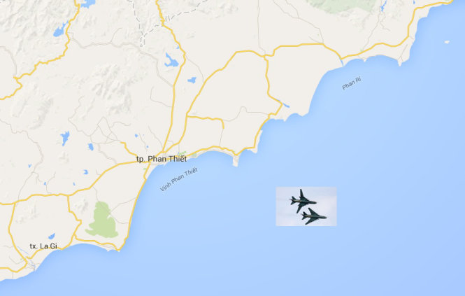 Vị trí tìm kiếm hai chiếc máy bay Su 22