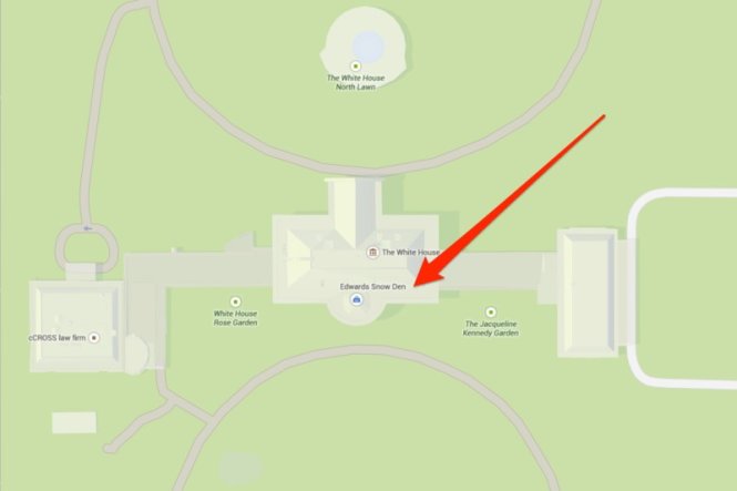 Ảnh cho thấy vị trí của Edward Snowden được Google Maps chỉ đến Nhà Trắng - Ảnh: VentureBeat