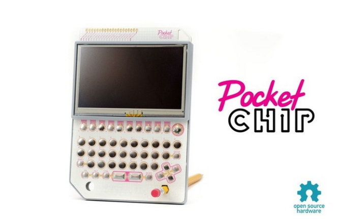 Bộ vỏ PocketCHIP với bàn phím QWERTY và màn hình cảm ứng - Ảnh: Kickstarter