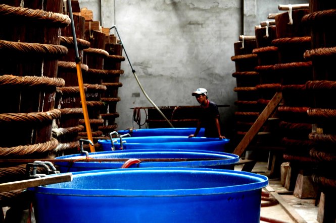 Một nhà thùng sản xuất nước mắm ở Phú Quốc - Ảnh: Tấn Đức