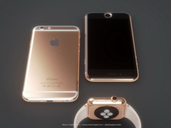 Đồ họa về phiên bản iPhone 6S màu vàng hồng (Rose Gold), màu mới bên cạnh màu vàng (Gold) - Đồ họa: Martin Hajek