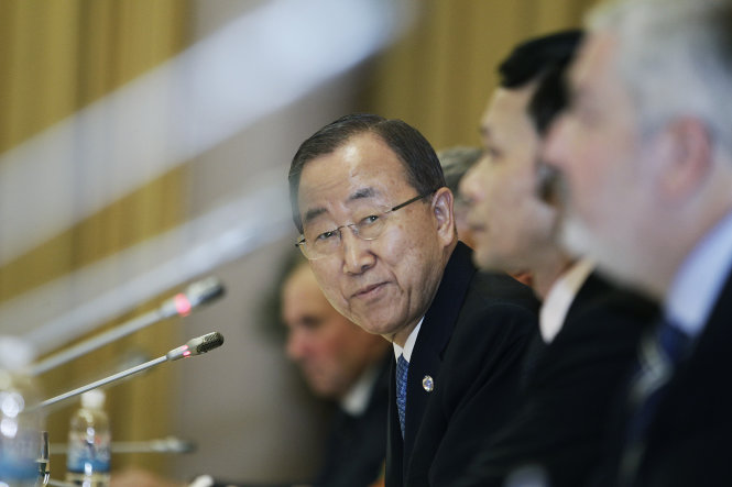 Tổng thư ký Liên hợp quốc Ban Ki Moon bày tỏ vui mừng khi trở lại Việt Nam và chứng kiến Việt Nam đạt được những tiến bộ tốt đẹp trên nhiều lĩnh vực  - Ảnh: Nguyễn Khánh