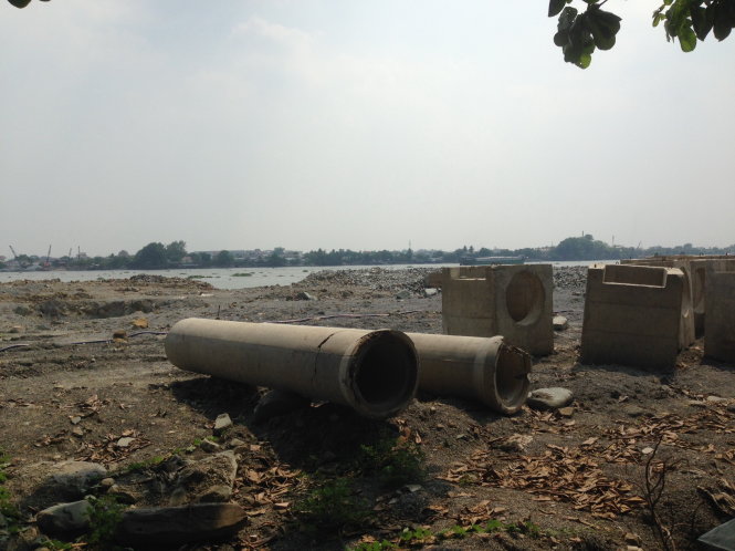 Hiện trạng dự án lấn sông Đồng Nai - Ảnh: Hà Mi
