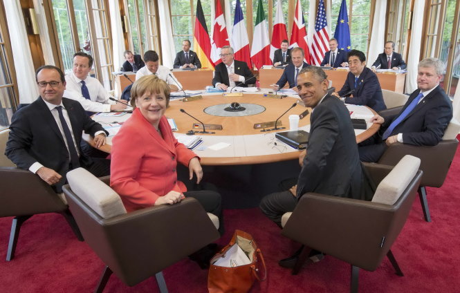 Các nhà lãnh đạo G-7 tại hội nghị ở Đức ngày 8-6 - Ảnh: Reuters