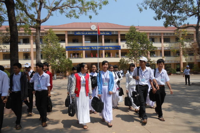 Trường THPT chuyên Quang Trung (thị xã Đồng Xoài) – ngôi trường có tỉ lệ chọi vào lớp 10 cao nhất của tỉnh Bình Phước. ảnh: BÙI LIÊM