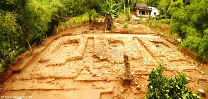 Điểm khai quật tại gò Út Tranh, trên sườn núi Ba Thê thuộc thị trấn Óc Eo, Thoại Sơn (An Giang) Ảnh: ĐỨC VỊNH