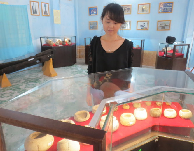 Nhà trưng bày hiện vật văn hóa Óc Eo ở thị trấn Óc Eo, Thoại Sơn (An Giang), phần lớn hiện vật từ người dân địa phương đóng góp - Ảnh: Đức Vịnh