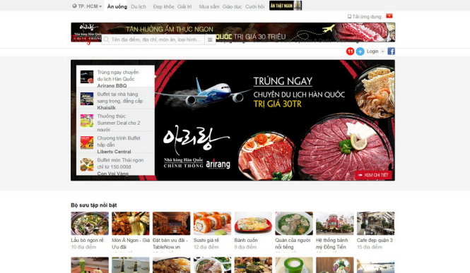 Giao diện website Foody.vn