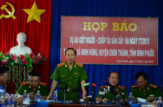 Thượng tướng Lê Quý Vương, thứ trưởng Bộ Công an, trả lời tại cuộc họp báo - Ảnh: Thanh Tùng