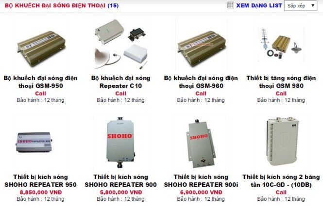 Thiết bị kích sóng được rao bán công khai tại một trang mạng - Ảnh chụp màn hình