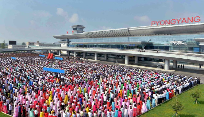 Lễ khánh thành nhà ga mới ở sân bay quốc tế Bình Nhưỡng được Hãng thông tấn KCNA của Triều Tiên công bố ngày 1-7 - Ảnh: Reuters