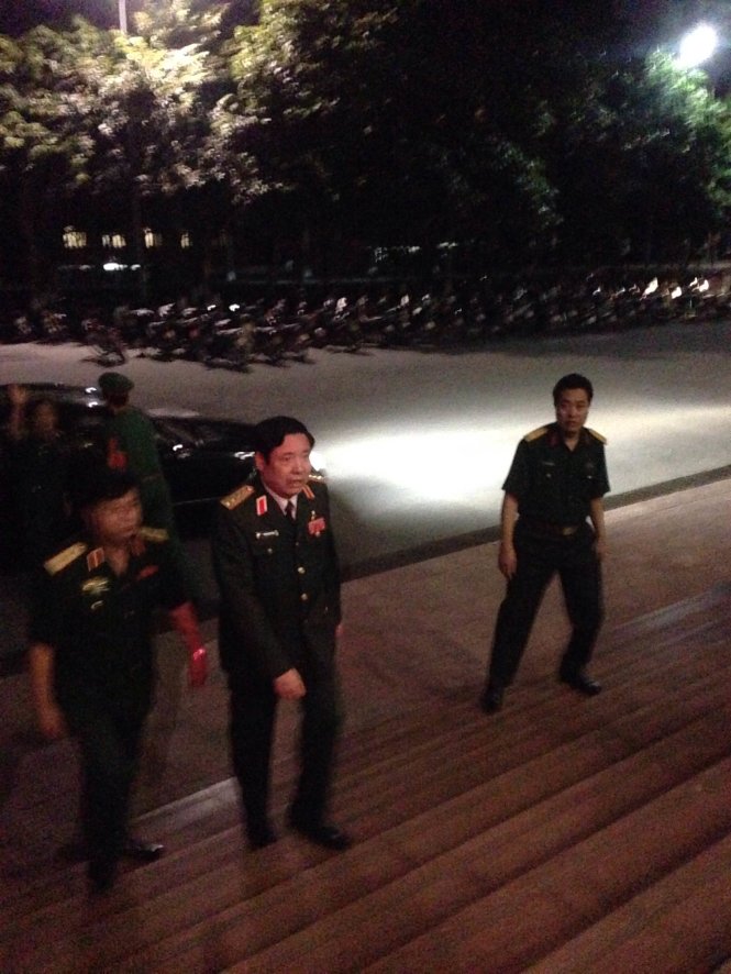 Đại tướng Phùng Quang Thanh đến hội trường Bộ Quốc phòng - Ảnh: V.V.T