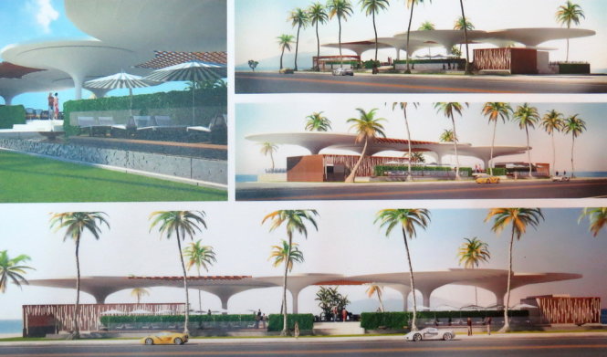 Phối cảnh khu E-land Four Seasons trong đồ án của kiến trúc sư Lê Thị Thanh Hằng (Khánh Hòa) - Ảnh: D.TH. chụp lại