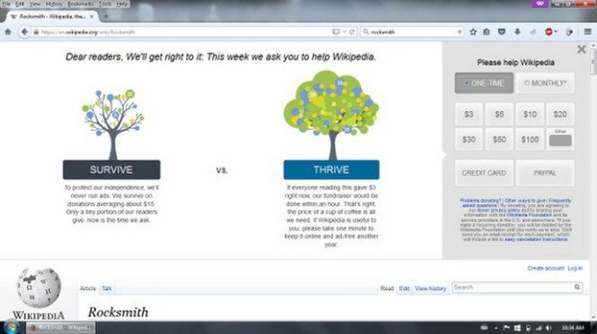 Chiến dịch kêu gọi ủng hộ tiền của Wikipedia - Ảnh: Twitter