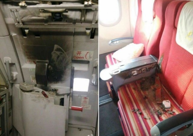 Một hành khách có tình đốt phá trên một chuyến bay của hãng Shenzhen Airlines Ảnh: Sina Weibo