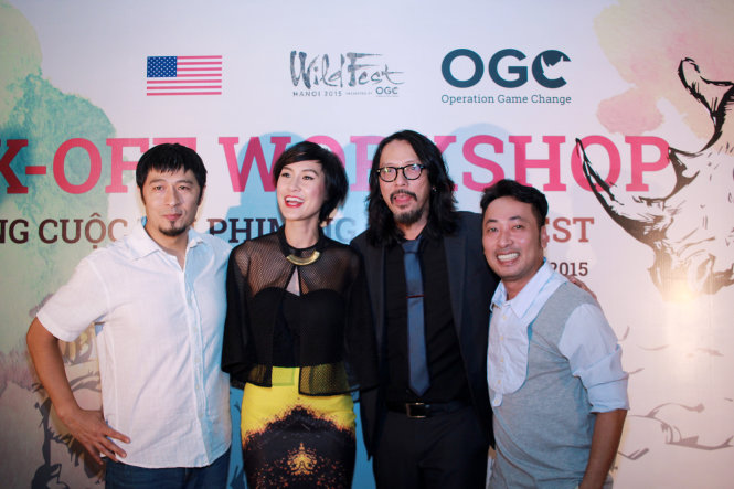 Đạo diễn Charlie Nguyễn, diễn viên Kathy Uyên, cùng đạo diễn Tim Bùi và Nguyễn Quang Dũng tại buổi phát động dự án WildFest Ảnh: WildFest