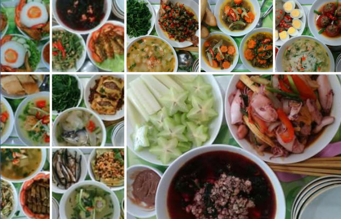 Một vài bữa ăn từ album “Mâm cơm gia đình 50k” trên facebook cá nhân của chị Hoa