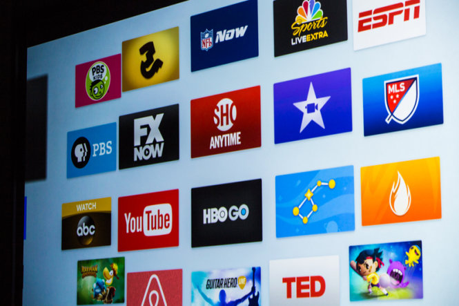 Một số ứng dụng tích hợp trong Apple TV - Ảnh: CNET