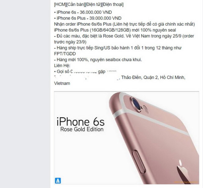 Một mẩu rao đặt hàng iPhone 6S và iPhone 6S Plus 