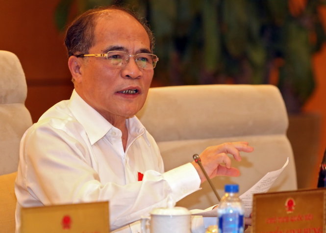 Chủ tịch Quốc hội Nguyễn Sinh Hùng không cho rằng số dư hơn 14.000 tỷ này là do tiết kiệm mà có - Ảnh: LÊ KIÊN