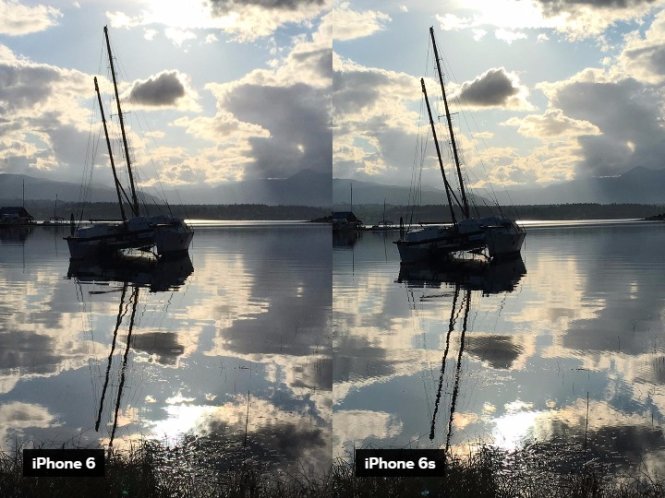 So chụp ngược sáng giữa iPhone 6 và iPhone 6S - Ảnh: SnapSnapSnap